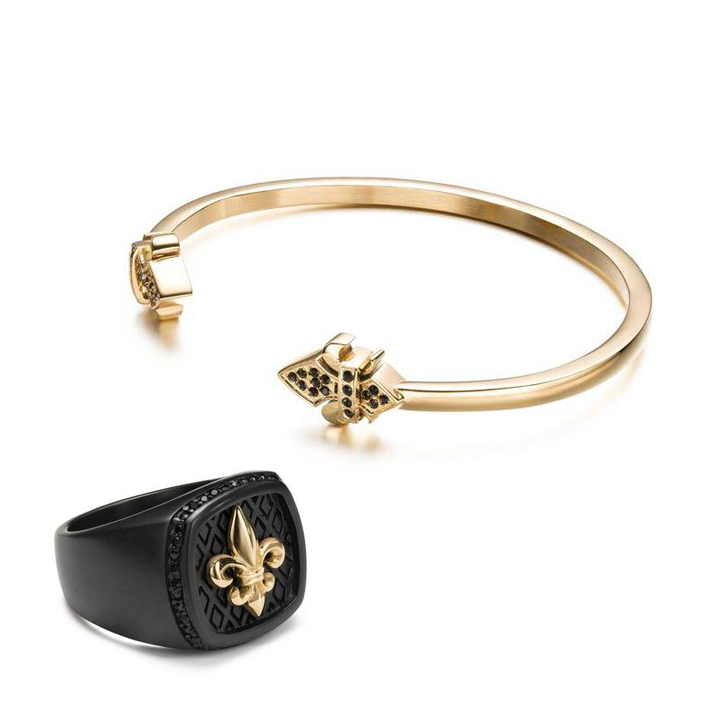 Pack Fleur de Lis Gold - Brazalete y anillo