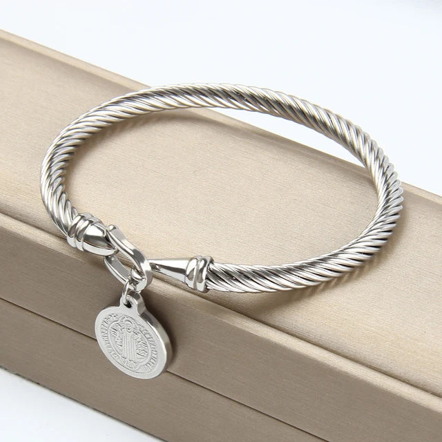 Brazalete Medalla de San Benito Silver