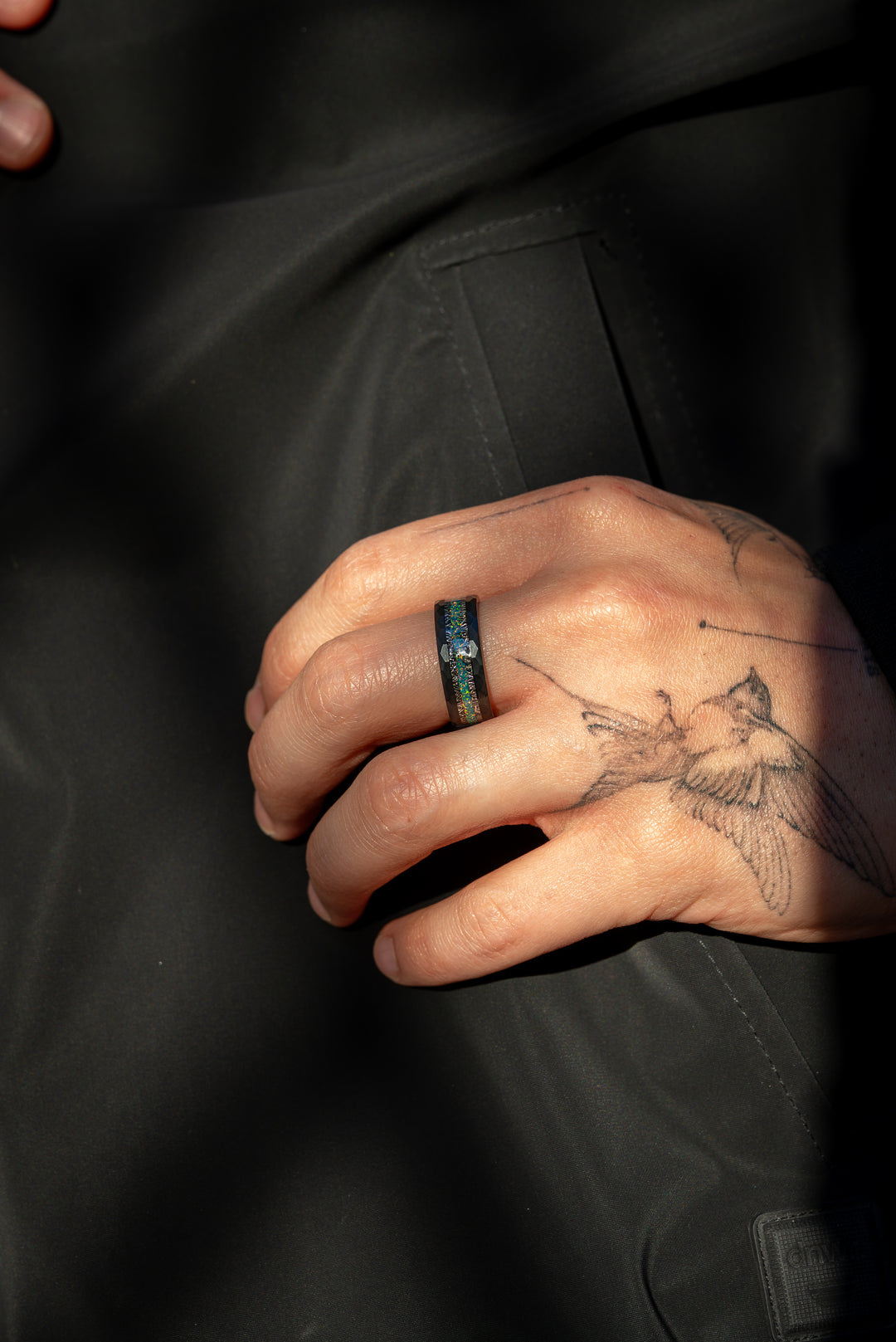 Anillo Gun Metal Carburo de Tungsteno