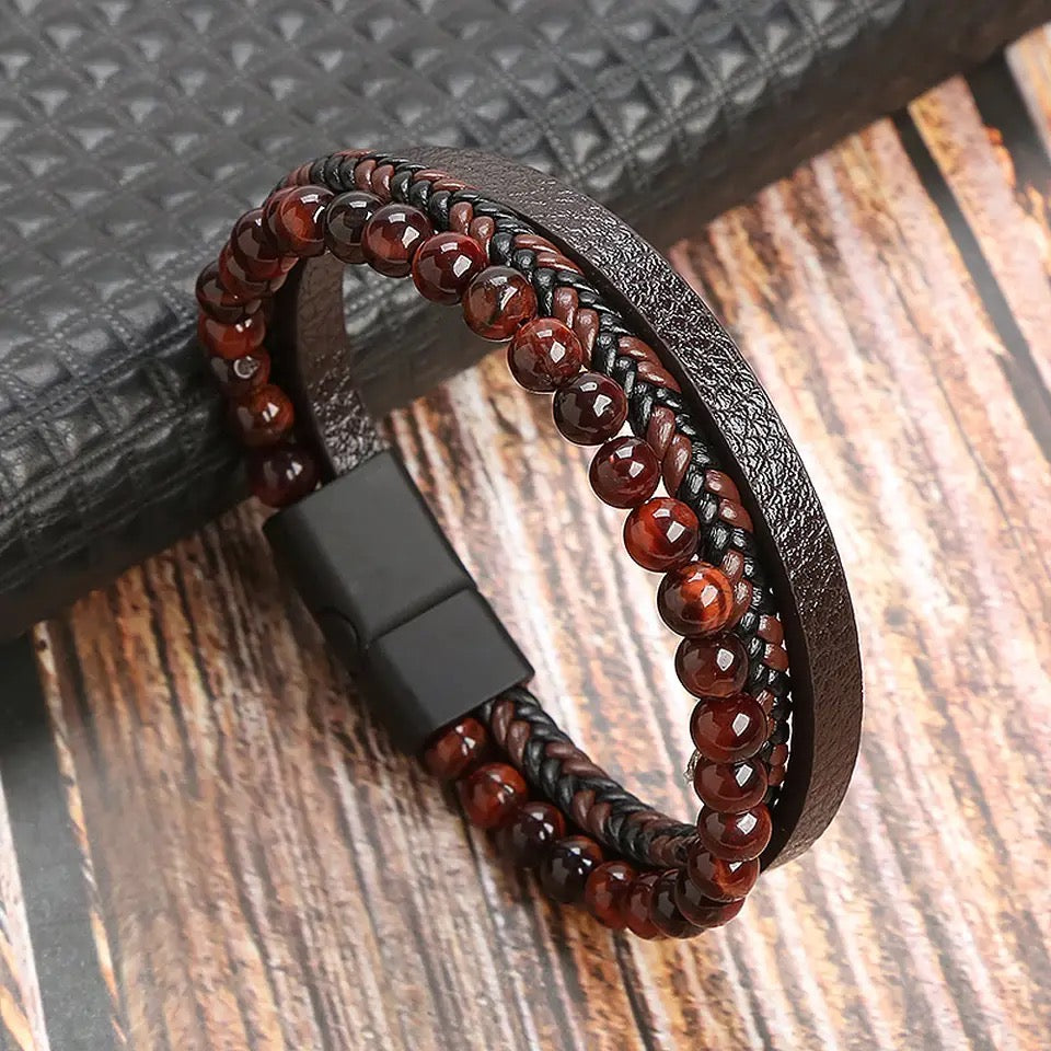 Pulsera Cuero Light Deep Red