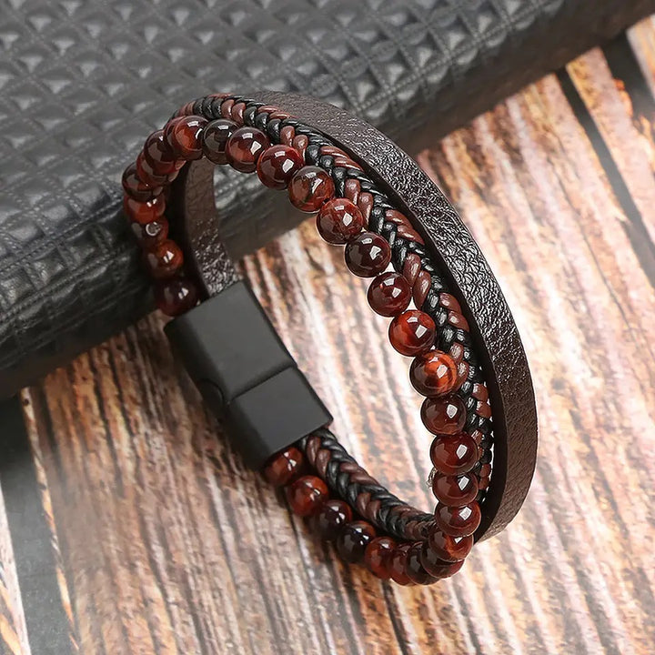 Pulsera Cuero Light Deep Red