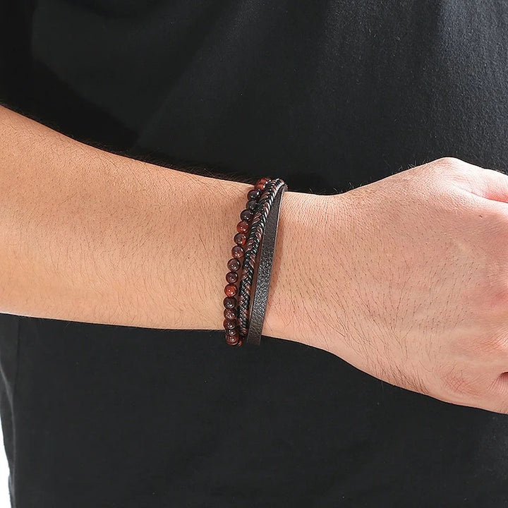 Pulsera Cuero Light Deep Red