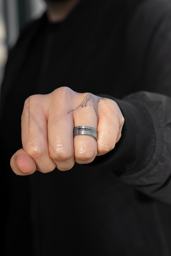 Anillo Iron Trench Carburo de Tungsteno