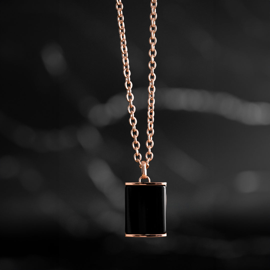Parfum Gold Rose (Pendiente y Collar) SS316L Elect.18k Onyx