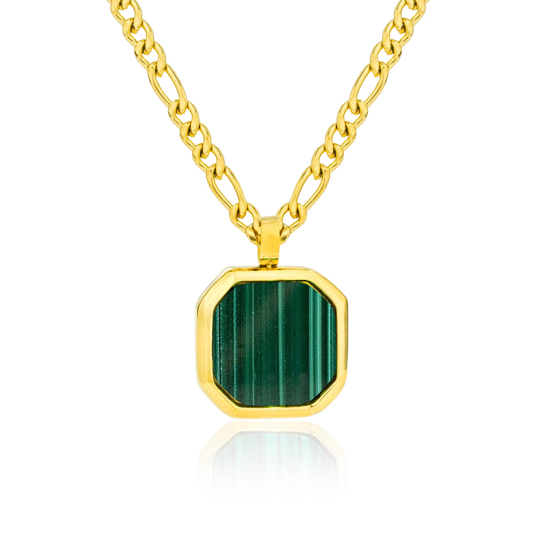 Collar Rude Gold Green (Piedra Malaquita) Elect. Oro 18k