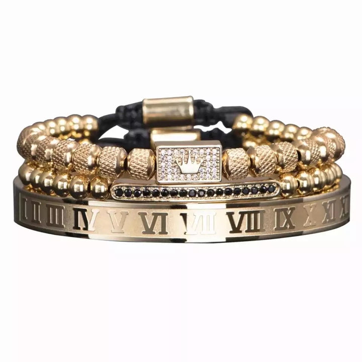 Pack de pulseras Crown King Gold Signature