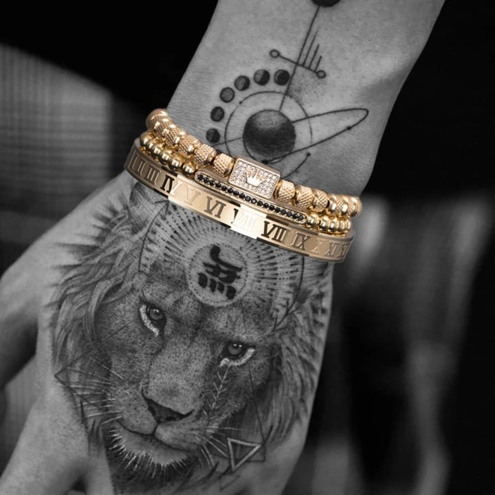 Pack de pulseras Crown King Gold Signature
