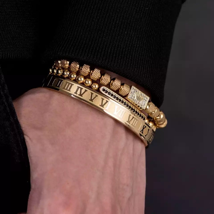 Pack de pulseras Crown King Gold Signature