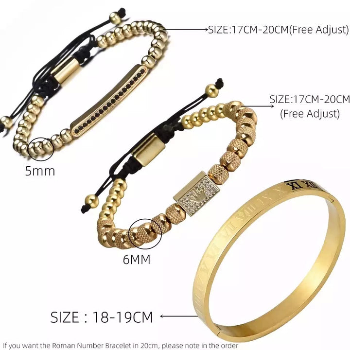 Pack de pulseras Crown King Gold Signature