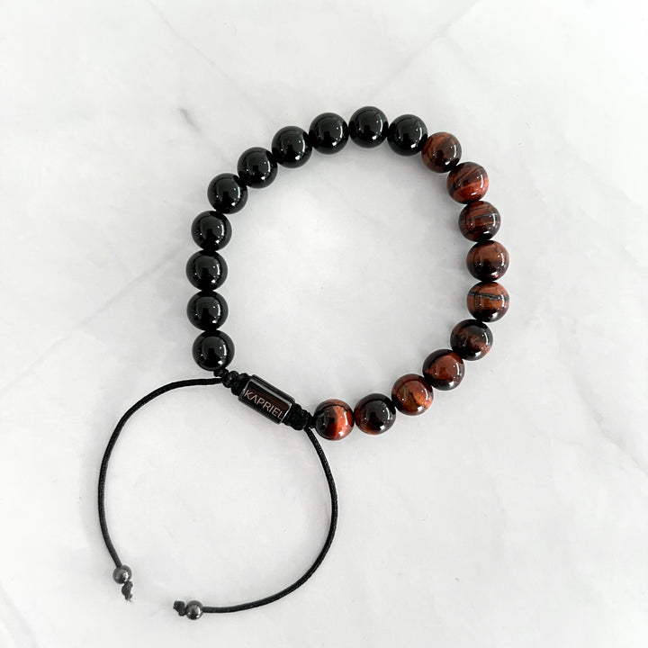 Pulsera Dual Stone Eye of Tiger Red Ajustable
