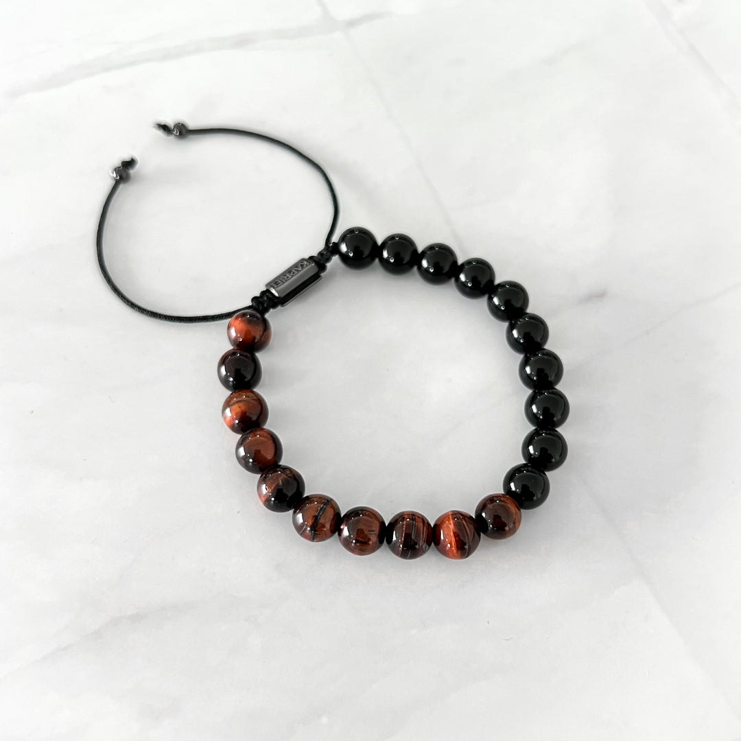 Pulsera Dual Stone Eye of Tiger Red Ajustable