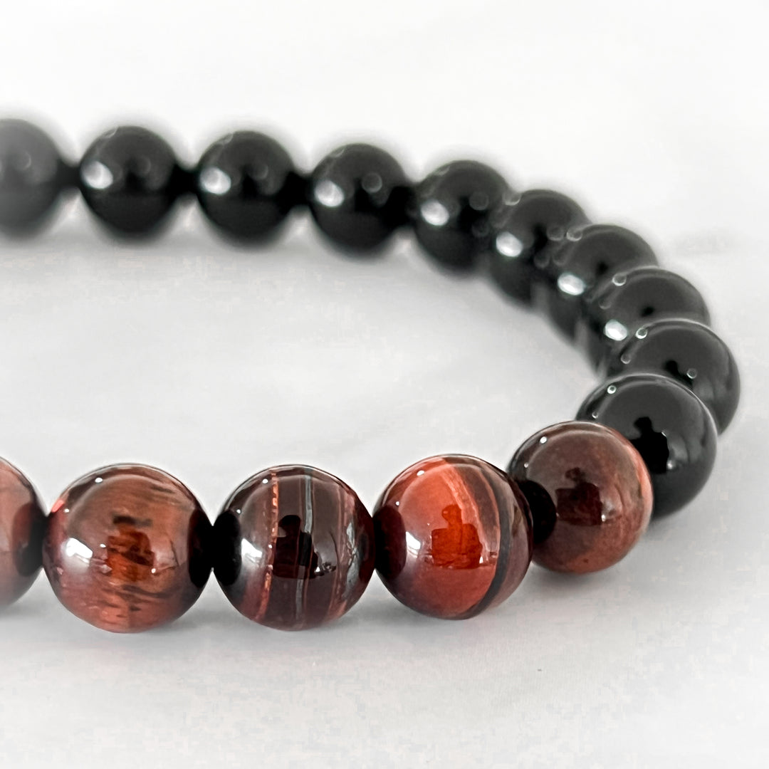 Pulsera Dual Stone Eye of Tiger Red Ajustable