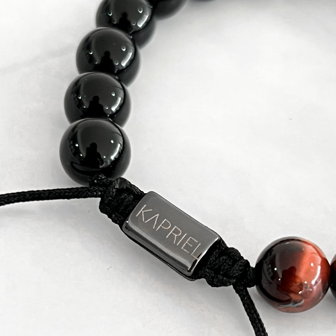 Pulsera Dual Stone Eye of Tiger Red Ajustable