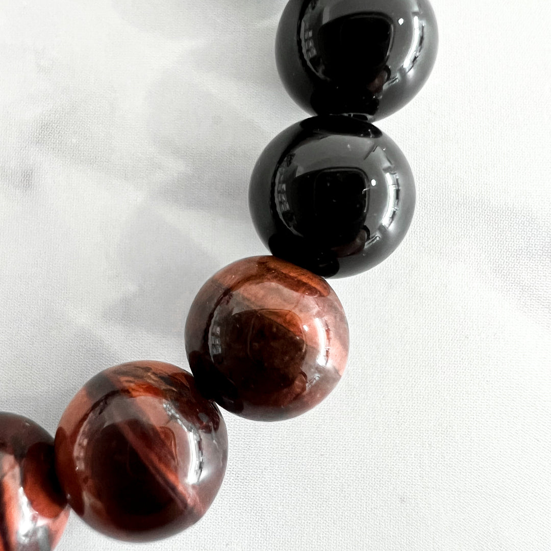 Pulsera Dual Stone Eye of Tiger Red Ajustable