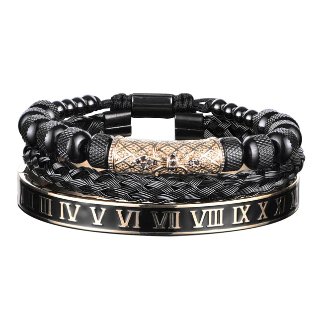 Pack de pulseras Black/Gold Fleur de Lis Masterpiece