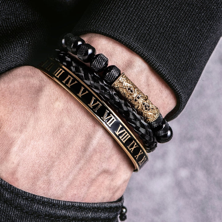 Pack de pulseras Black/Gold Fleur de Lis Masterpiece