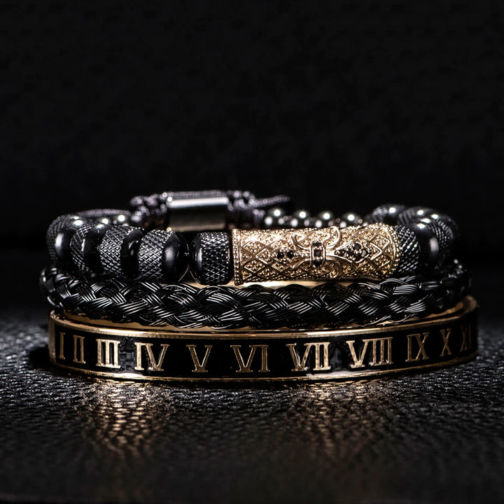 Pack de pulseras Black/Gold Fleur de Lis Masterpiece