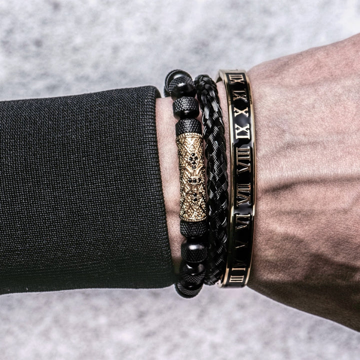 Pack de pulseras Black/Gold Fleur de Lis Masterpiece