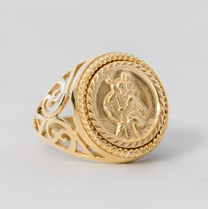 Anillo St. Christopher Gold Victorian Edition Electroplatinado Oro 18k